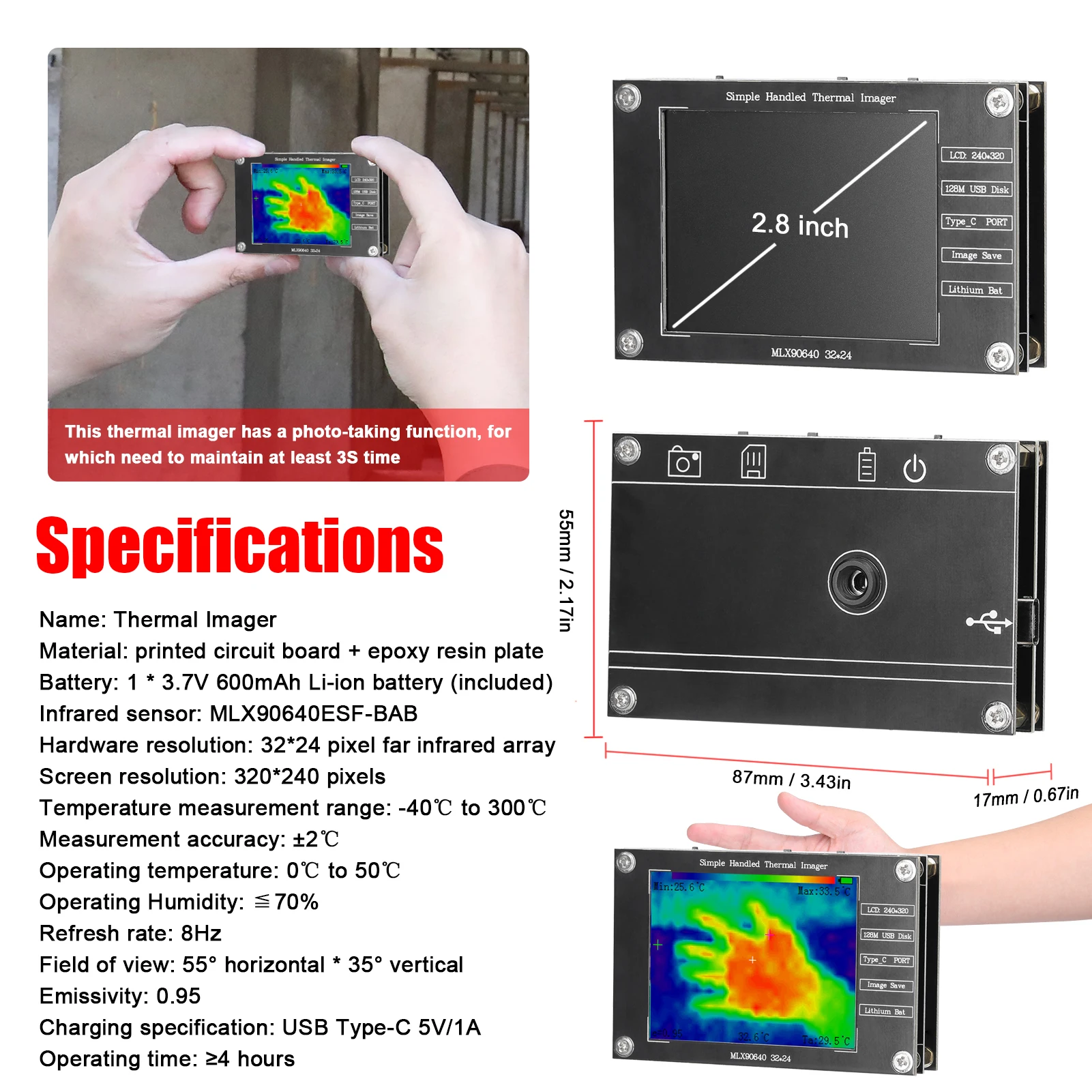 32*24 Thermal Imager -40℃ to 3 - огляд і ціна Thermal Imaging Camera Pcb Repair